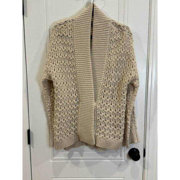 Jones NY XL Chunky Open Knit Cream Cardigan EUC Cozy Winter Shawl Collar Classic - Picture 1 of 7